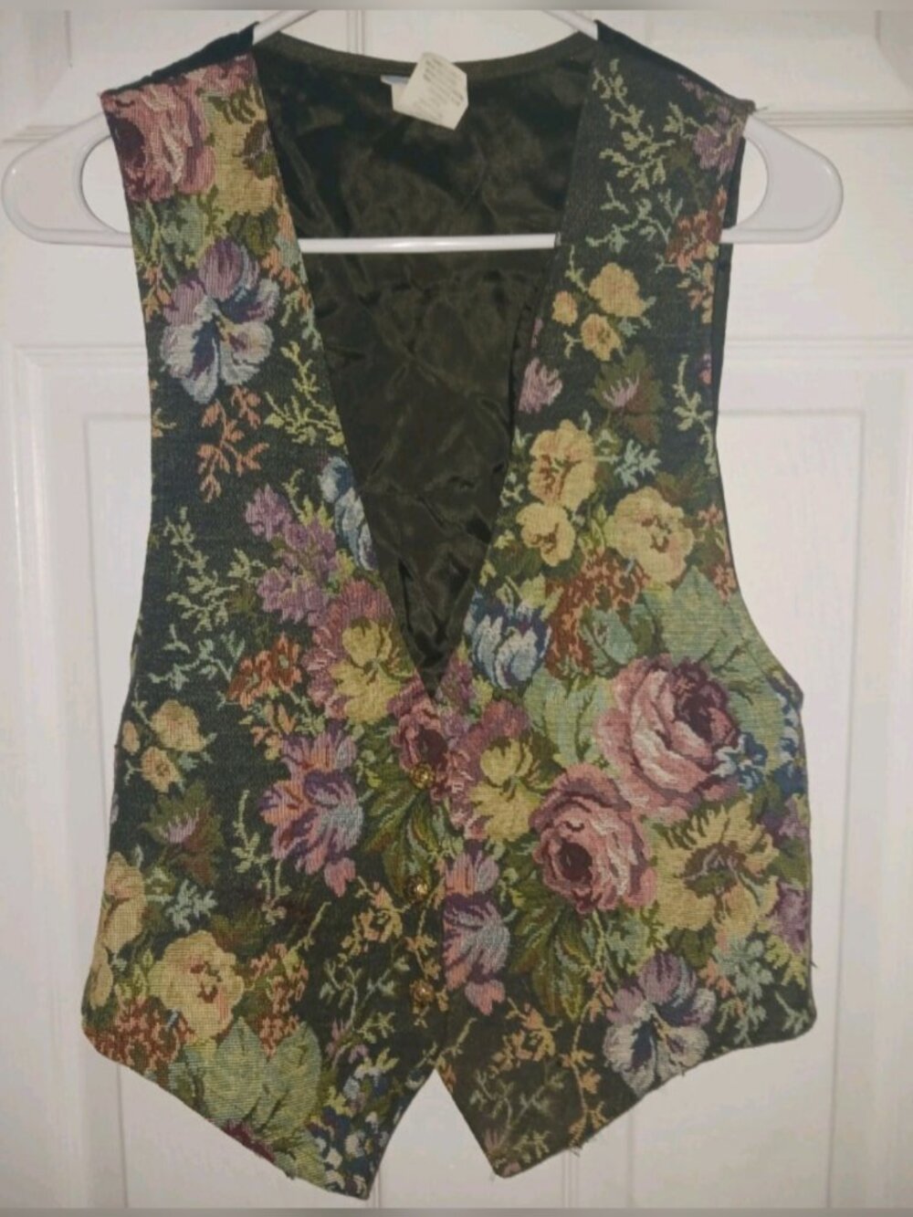 VTG 90's Backroad Blues Tapestry Vest Floral S